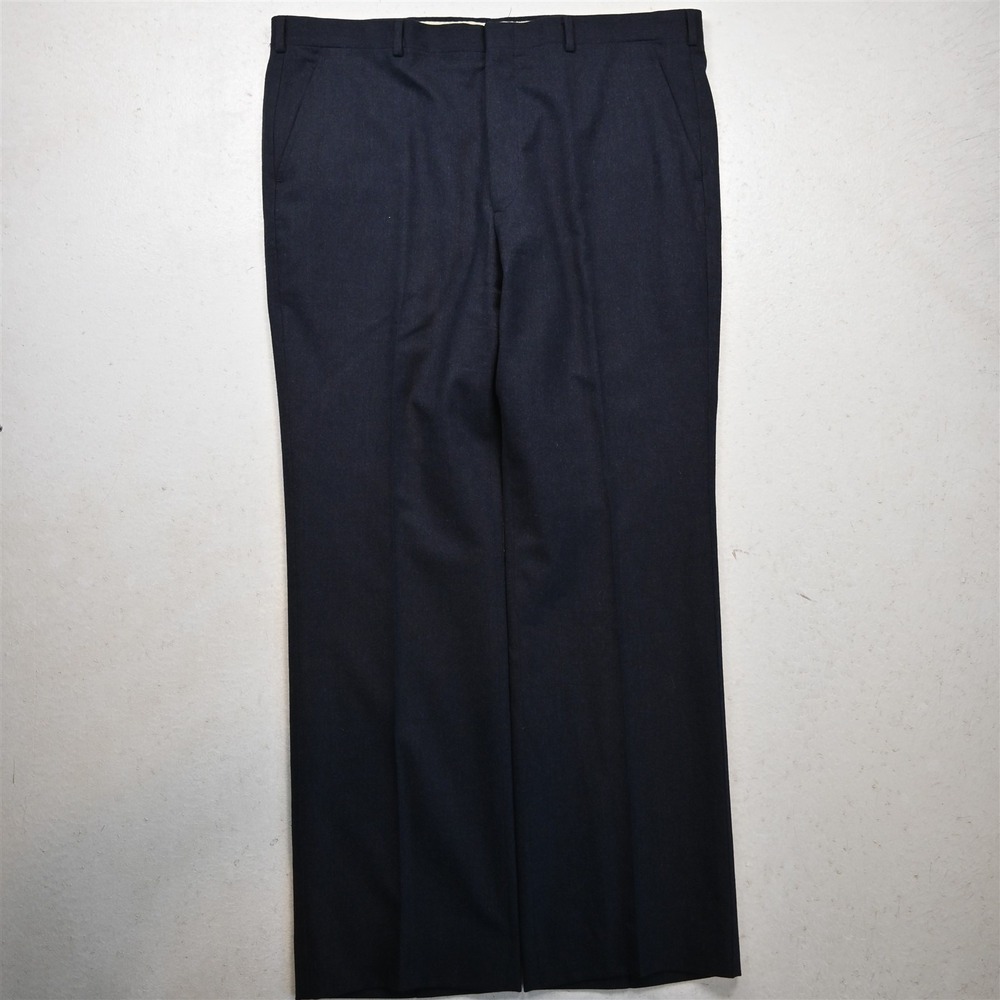 Vtg Majer 38x34 Blue 100% Wool Flannel Flat Front Classic Dress Mens Pants